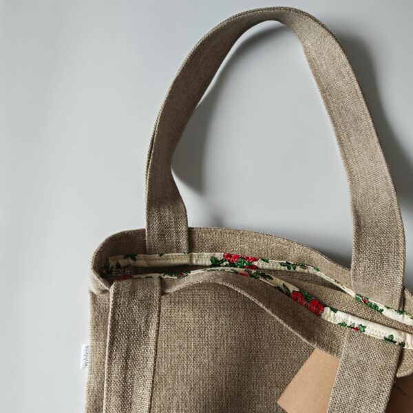 2 Torba lniana mała, na ramię, z motywem krakowskim